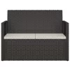  fekete polyrattan kerti pad párnákkal 105 cm