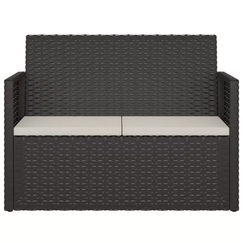  fekete polyrattan kerti pad párnákkal 105 cm