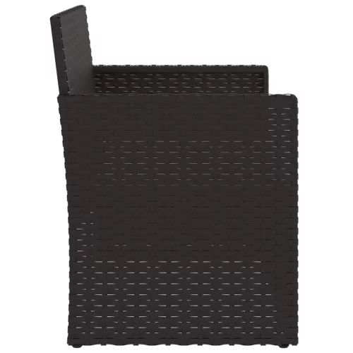  fekete polyrattan kerti pad párnákkal 105 cm
