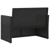  fekete polyrattan kerti pad párnákkal 105 cm