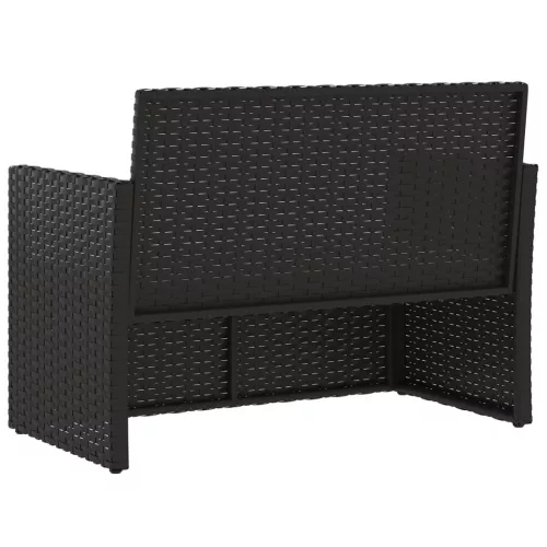  fekete polyrattan kerti pad párnákkal 105 cm