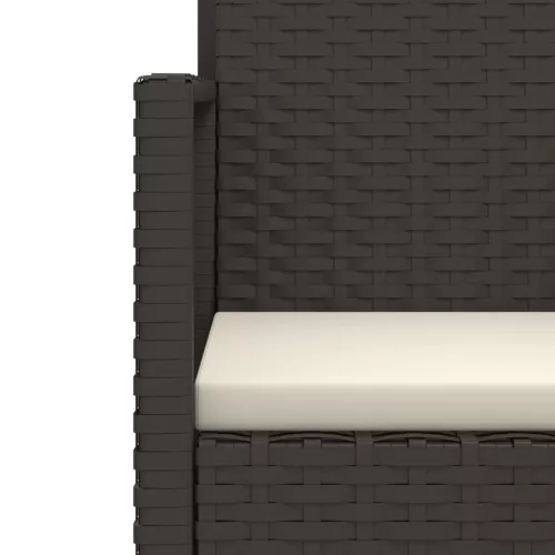  fekete polyrattan kerti pad párnákkal 105 cm