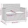  fekete polyrattan kerti pad párnákkal 105 cm