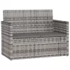  szürke polyrattan kerti pad párnákkal 105 cm