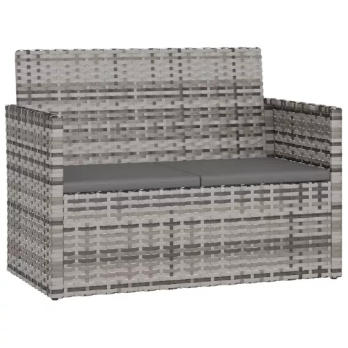  szürke polyrattan kerti pad párnákkal 105 cm