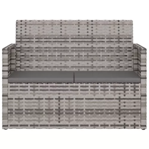  szürke polyrattan kerti pad párnákkal 105 cm