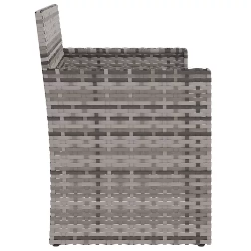  szürke polyrattan kerti pad párnákkal 105 cm