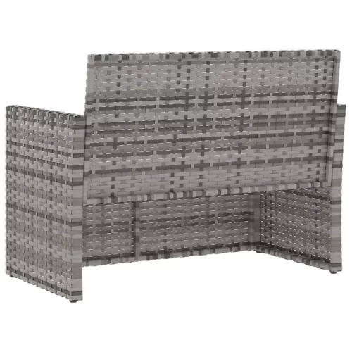  szürke polyrattan kerti pad párnákkal 105 cm