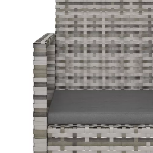  szürke polyrattan kerti pad párnákkal 105 cm