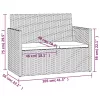  szürke polyrattan kerti pad párnákkal 105 cm