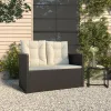  fekete polyrattan kerti pad párnákkal 105 cm