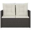  fekete polyrattan kerti pad párnákkal 105 cm