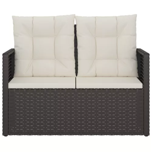  fekete polyrattan kerti pad párnákkal 105 cm