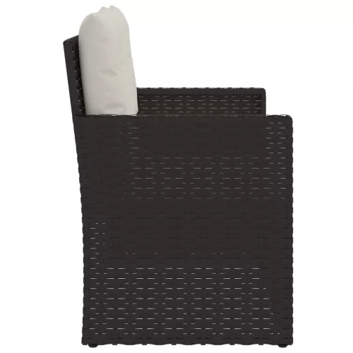  fekete polyrattan kerti pad párnákkal 105 cm