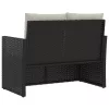  fekete polyrattan kerti pad párnákkal 105 cm