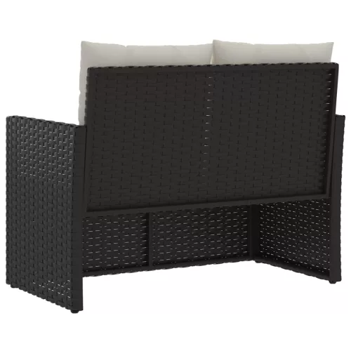  fekete polyrattan kerti pad párnákkal 105 cm