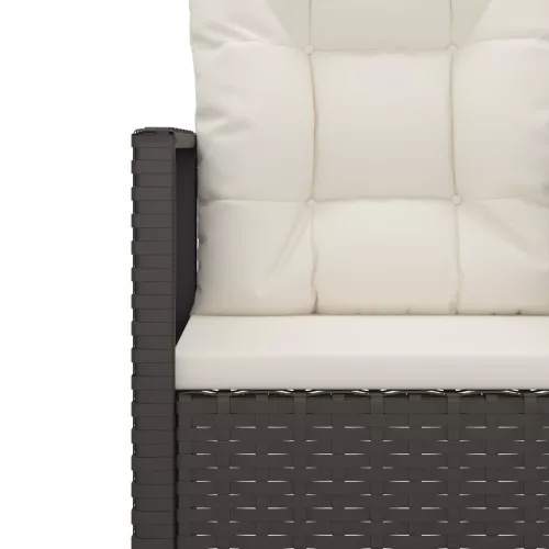  fekete polyrattan kerti pad párnákkal 105 cm