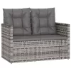  szürke polyrattan kerti pad párnákkal 105 cm