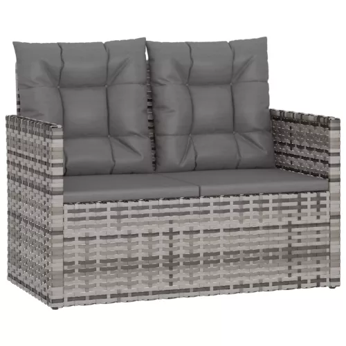  szürke polyrattan kerti pad párnákkal 105 cm