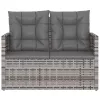  szürke polyrattan kerti pad párnákkal 105 cm
