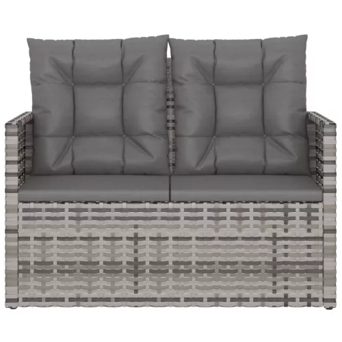  szürke polyrattan kerti pad párnákkal 105 cm