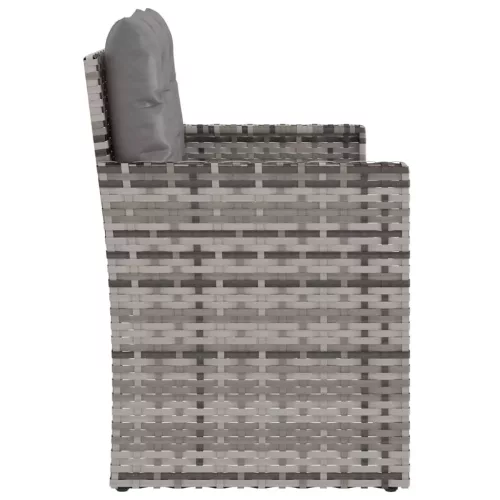  szürke polyrattan kerti pad párnákkal 105 cm