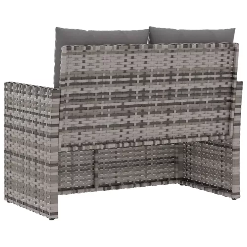  szürke polyrattan kerti pad párnákkal 105 cm