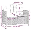 szürke polyrattan kerti pad párnákkal 105 cm