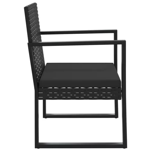  fekete polyrattan kerti fotel párnával