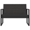  fekete polyrattan kerti pad párnákkal 106 cm