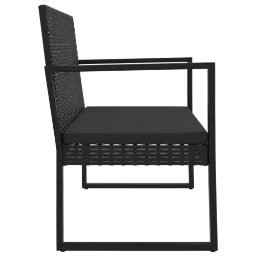  fekete polyrattan kerti pad párnákkal 106 cm