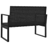  fekete polyrattan kerti pad párnákkal 106 cm