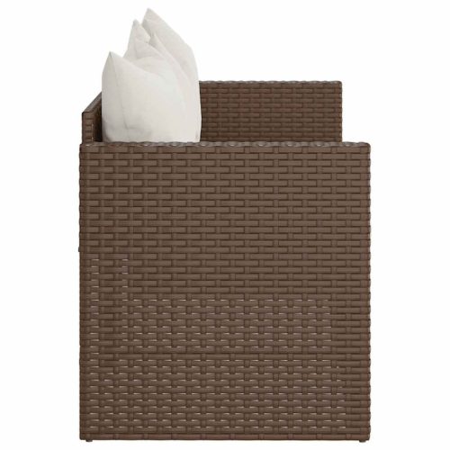  3 személyes barna polyrattan kerti kanapé párnával