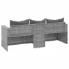  3 személyes szürke polyrattan kerti kanapé párnával