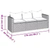  3 személyes szürke polyrattan kerti kanapé párnával