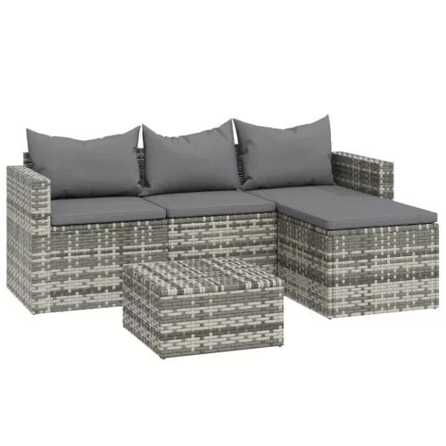  3 részes szürke polyrattan kerti ülőgarnitúra párnákkal