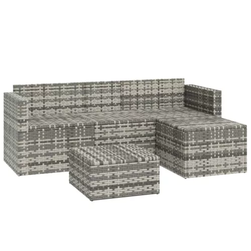  3 részes szürke polyrattan kerti ülőgarnitúra párnákkal