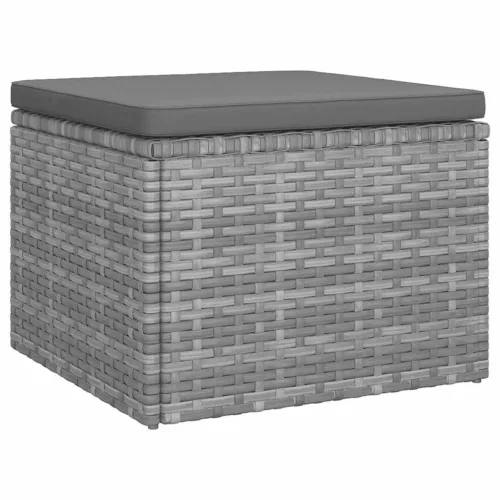  3-személyes szürke polyrattan kanapé tetővel és lábtartóval