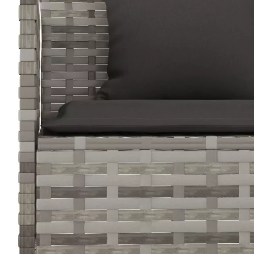  L-alakú szürke polyrattan kerti kanapé párnával