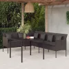  2 részes fekete polyrattan kerti étkezőgarnitúra párnával