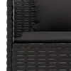  2 részes fekete polyrattan kerti étkezőgarnitúra párnával