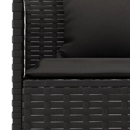  2 részes fekete polyrattan kerti étkezőgarnitúra párnával