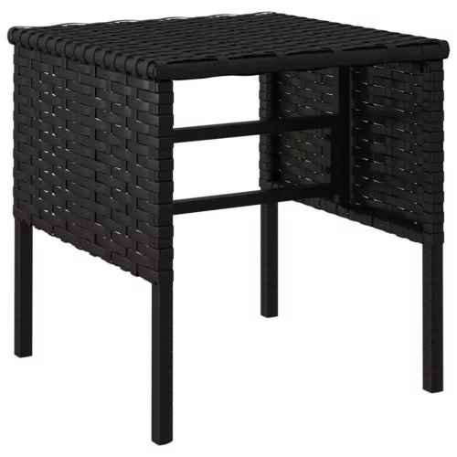  4 db fekete polyrattan kerti lábzsámoly párnákkal