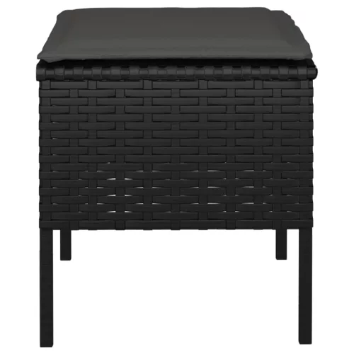 4 db fekete polyrattan kerti lábzsámoly párnákkal