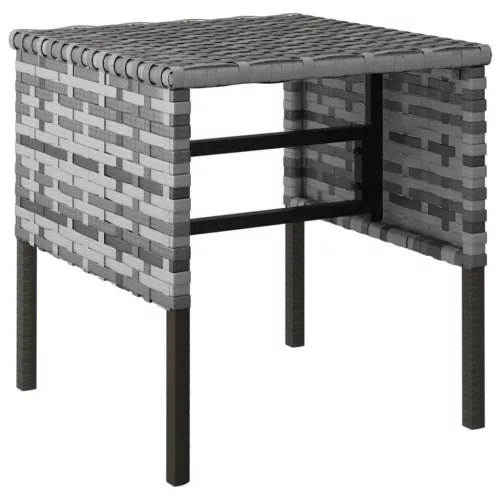  4 db szürke polyrattan kerti lábzsámoly párnákkal
