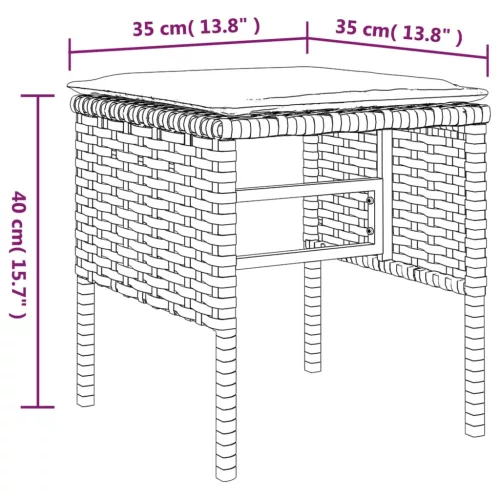  4 db szürke polyrattan kerti lábzsámoly párnákkal