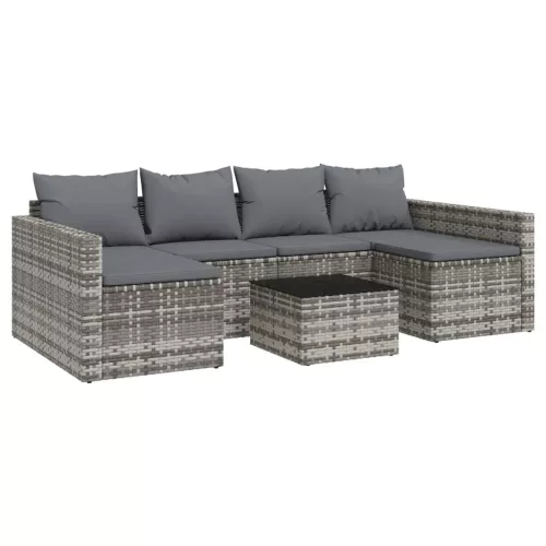  2 részes szürke polyrattan kerti ülőgarnitúra párnákkal