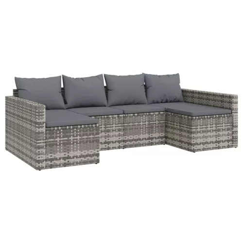  2 részes szürke polyrattan kerti ülőgarnitúra párnákkal