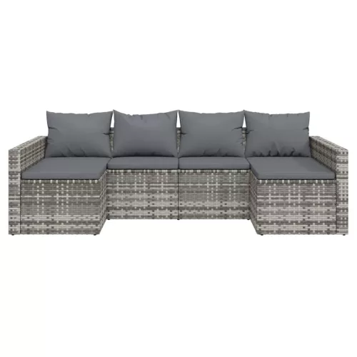  2 részes szürke polyrattan kerti ülőgarnitúra párnákkal
