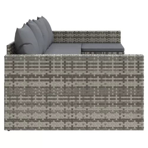  2 részes szürke polyrattan kerti ülőgarnitúra párnákkal